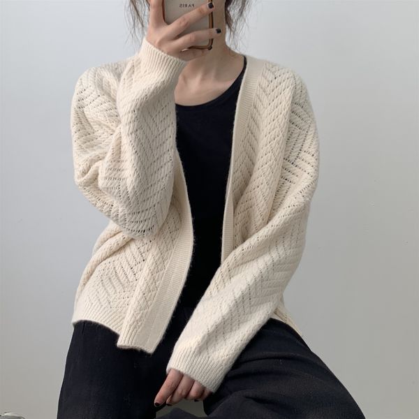 

new 2021 women spring cleavage in v long sleeve shirt hollow out open design female casual sweatshirt cardigans pull femme bb8x, White;black