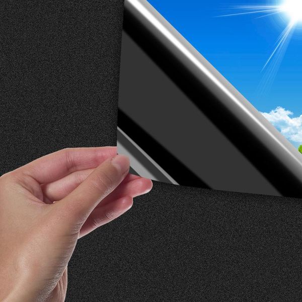 

window stickers 100% shading black matte glass privacy film heat insulation
