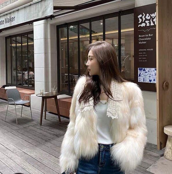 

women's fur & faux foreign style short imitation one small square collar young fashion coat female, Black