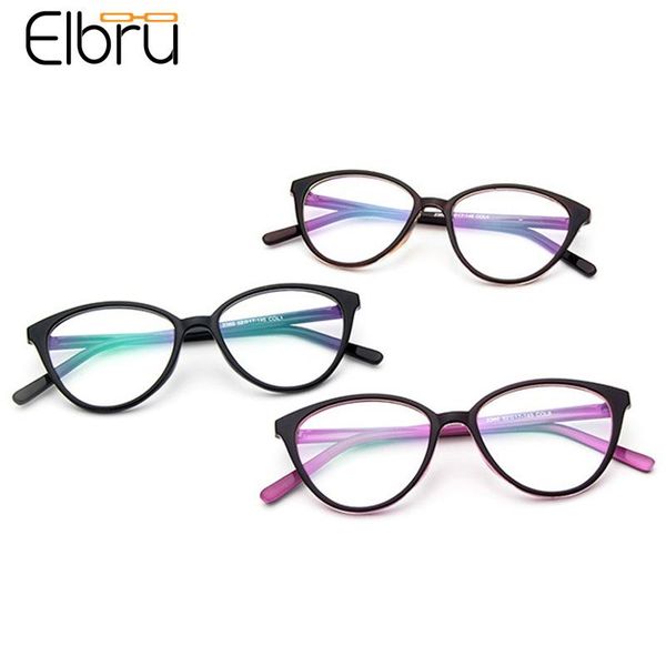 

fashion sunglasses frames elbru vintage large cat eye clear lens spectacle frame brand designer women optical eyewear student style plain gl, Black