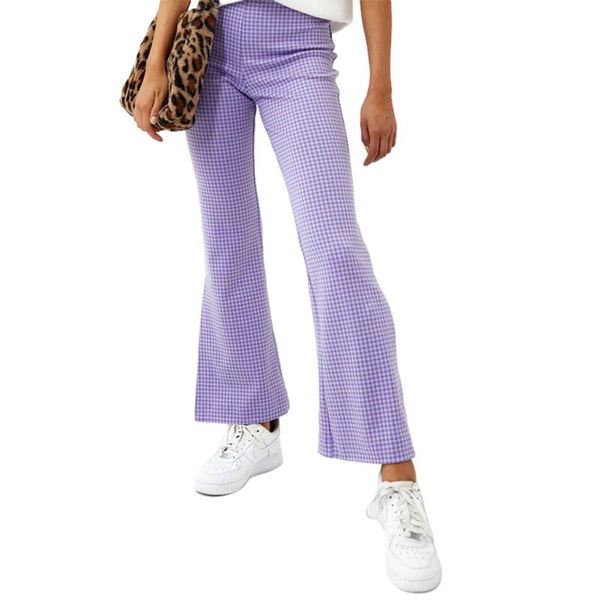 

women's pants & capris casual skinny plaid high waist stretchy sports sweatpants spring summer women trousers slim fashion flared leggi, Black;white
