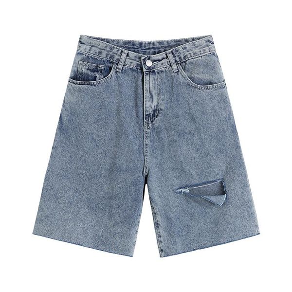 

women's shorts hole but knee ripped short jeans capris summer denim, White;black