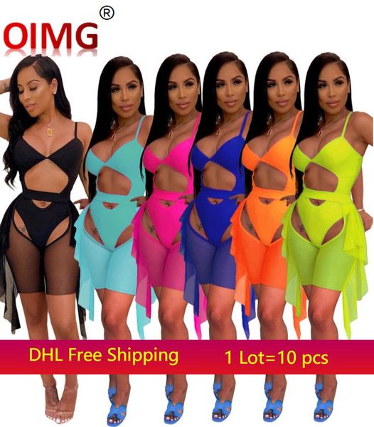 

women's swimwear women bathing suits one piece bikini+shorts sets solid color sheer swimsuits beach summer clothing dhl 5187, White;black
