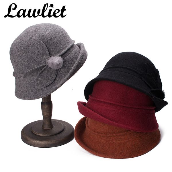 

2021 new collapsible winter women cloche wool hats for ladies gatsby style warm bucket church wedding hat a474 yxd2, Blue;gray