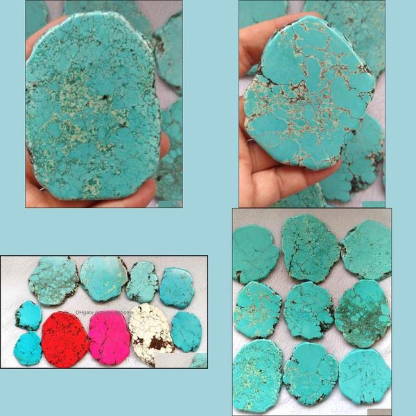 Pedras de pedra solta j￳ias 5pcs placas de laje turquesa CABOCHON FORME VEIAS DE VEIAS REDRAS DE FINANDO DE 30 -100mm (4 