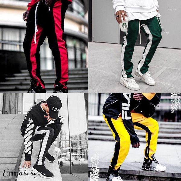 

men's pants men long casual fit trousers jogger sweatpants sweat, Black