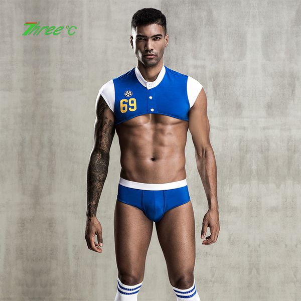 

new mens underwear nightclub bar world cup football player gay men sissy erotic lingerie fetish cosplay fantasy costume, Black;white
