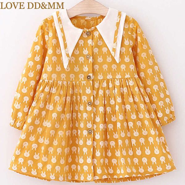 

love dd&mm girls dresses spring children's clothing cute casual doll collar cartoon rabbit print dress 210715, Red;yellow