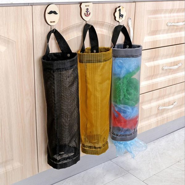 

storage bags home grocery bag holder wall mount plastic dispenser hanging trash garbage kitchen organizer