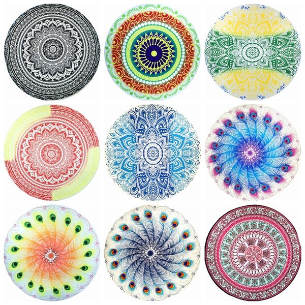 Hint Mandala Plaj Havlusu Yuvarlak Kümeler Battaniye Şal Polyester Baskı Goblen Yoga Mat Yaz Piknik Halı Serviette de Plage WLL286