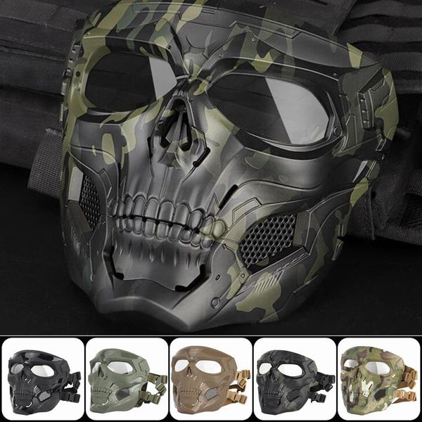 Ciclismo capacetes Paintball Crânio Esqueleto Máscara Tático Face Completa Com Capacete de Proteção para Olhos para o Jogo