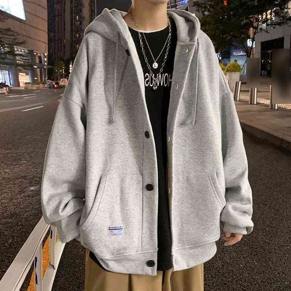 

spring and autumn wear hooded casual jacket men's trendy baseball jacket cardigan sweater korean fashion top, Black