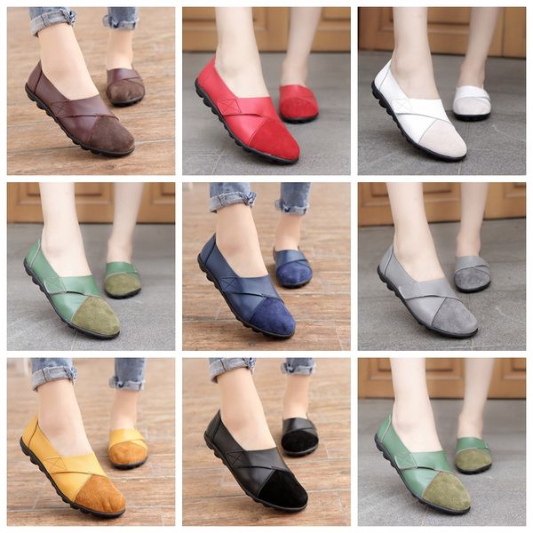 

women's flats shoes woman soft genuine leather big size boat shoe for women, Black