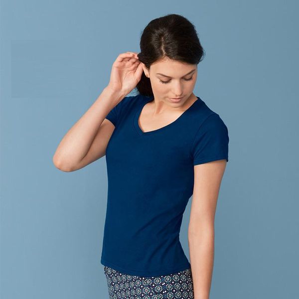 

women's t-shirt mrmt 2021 brand t shirt pure cotton v collar color short-sleeved for female tshirt, White