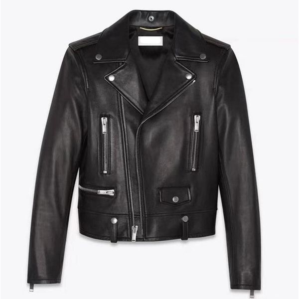 

women's leather & faux motorcycle clothes sheep real jacket men's large couple's classic black suit
