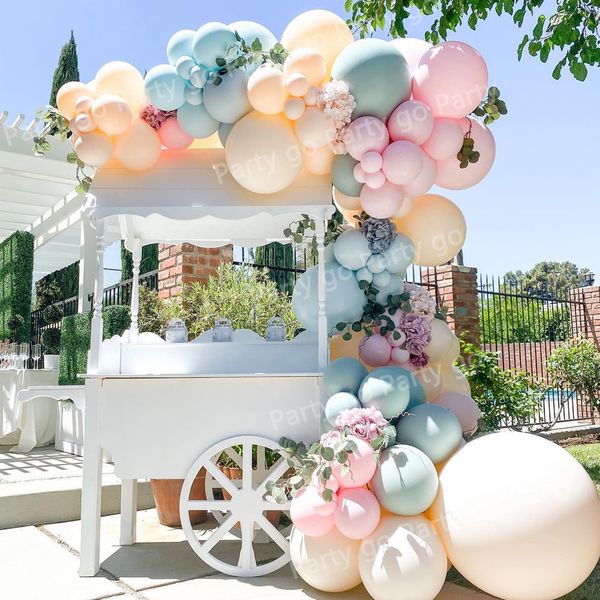 

100pcs macaron tiffany blue pink orange balloons garland kit event party backdrop wedding decoration kids birthday baby shower