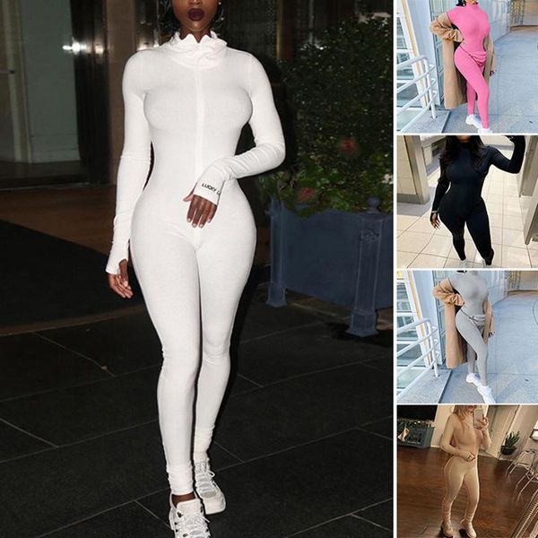 

women's jumpsuits & rompers womens workout wear ribbed sporty long sleeve fitness embroidery letter zipper, Black;white