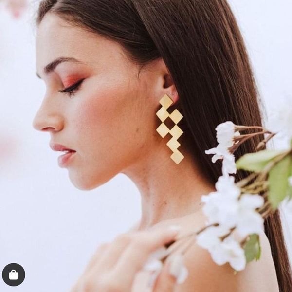 

dangle & chandelier tocona fashion gold color geometric drop earrings for women square allo metal party jewelry accessories 17571, Silver