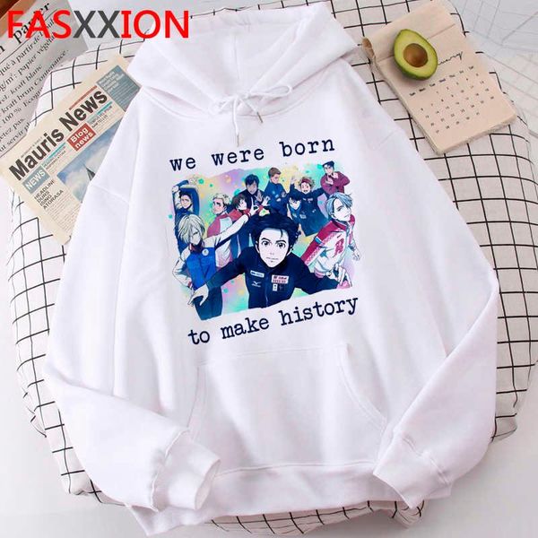 

men's hoodies & sweatshirts yuri on ice male grunge y2k aesthetic printed ulzzang clothing hoody oversized, Black