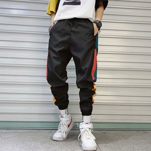 

men's pants streetwear hip hop joggers men loose harem male ankle length trousers elastic waist sweatpants mens casual d0ag, Black