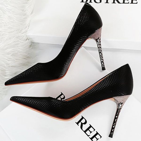 

dress shoes 2021 plus size women elegan 9.5cm high heels serpentine pumps lady fetish stiletto wedding bridal stripper designer, Black