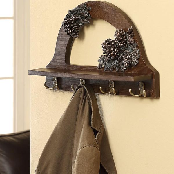 

hooks & rails creative american coat rack wooden shelf hook wall-mounted wall