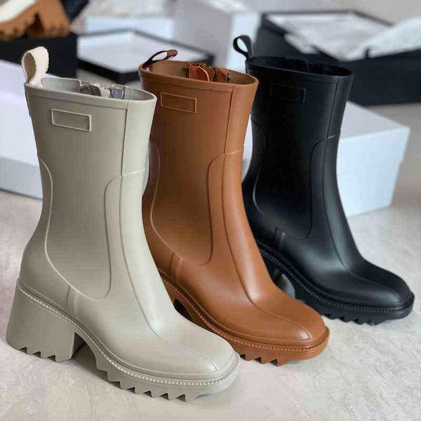 

women betty boots pvc rubber beeled platform kneehigh tall rain boot light gray waterproof welly shoes outdoor rainshoes high hee, Black
