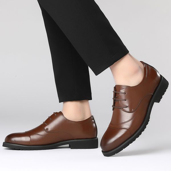 

dress shoes men genuine leather formal lace up dress shoes oxfords fashion business suits retro elegant work footwear b03p, Black