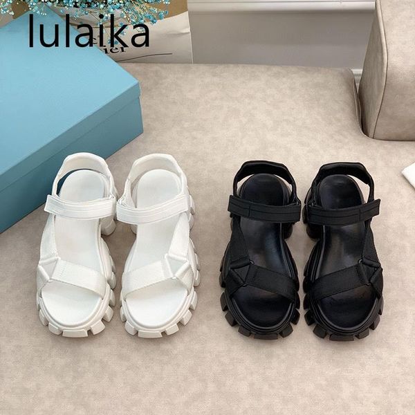 

slippers 2021 summer sports daddy sandals women wild thick-soled sponge cake design 35-39 size, Black