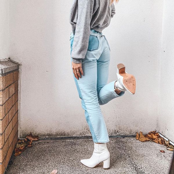 

streetwear high waist denim pants 2021 y2k fashion patchwork women straight pants korean style trousers harajuku, Black;white