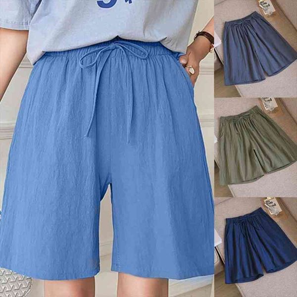 

summer high waist simple womens shorts solid color leisure loose clothing plus size 3xl, White;black