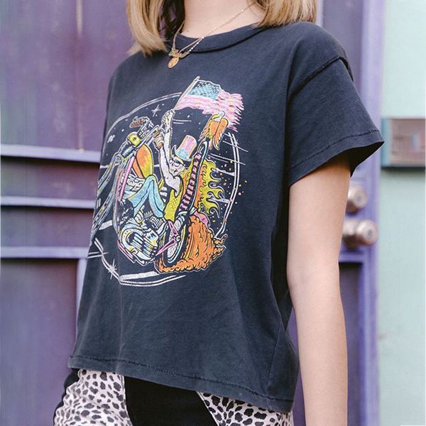 

new rolling graphic black t shirt women short o neck shirts summer hipster clothes streetwear 9nt2, White