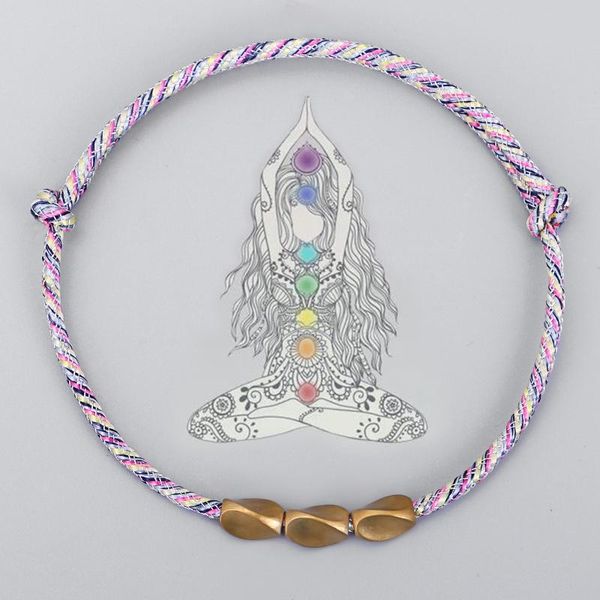 

charm bracelets vintage colorful rope bracelet handmade tibetan copper bead lucky bangles for women men, Golden;silver