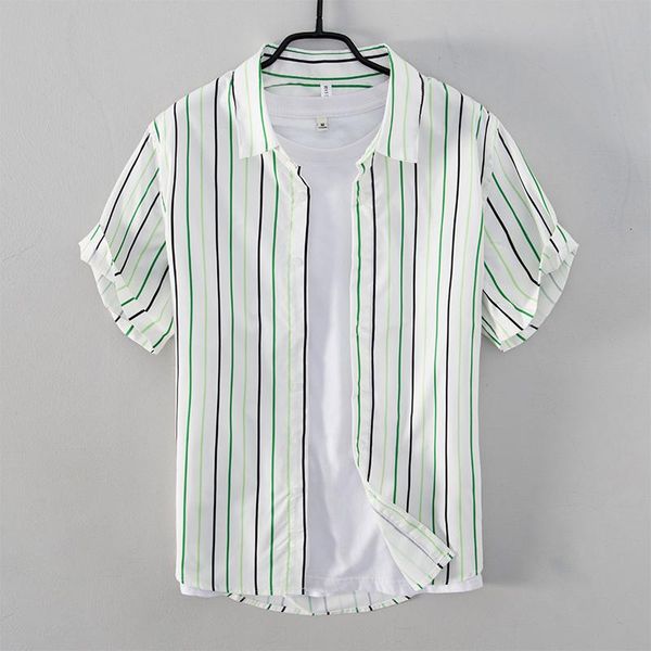 

men's casual shirts design short sleeve summer striped shirt men brand trendy for chemise camisa mens clothes, White;black