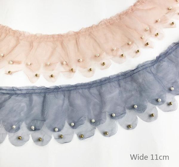 

ribbon 2021 1m lace fabric beaded latest guipure wide 11cm gold trim mesh material wedding dress vg7, Pink;blue