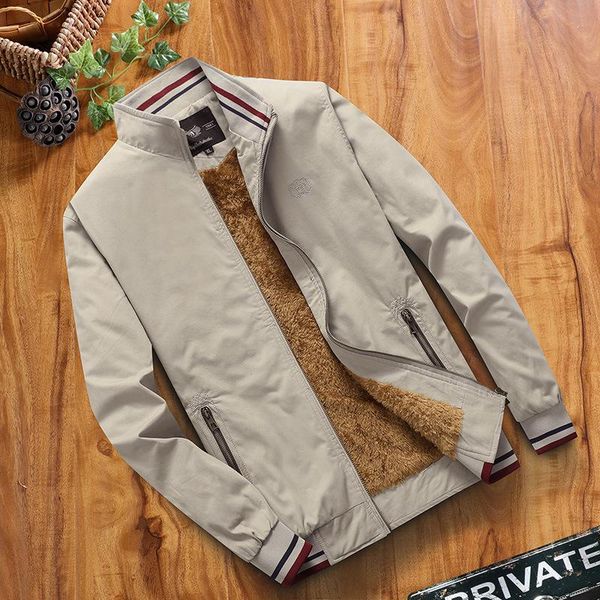 

men's jackets autumn winter fleece thick jacket middle-aged elderly men cotton outerwear father wear stand collar cashmere wool liner w, Black;brown