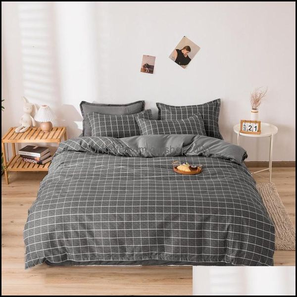 Conjuntos de cama Suprimentos Home Têxteis Jardim Simples Manta Lavagem de Algodão Quilt Fronha Caso Cama Soft Respirável Single King Quer