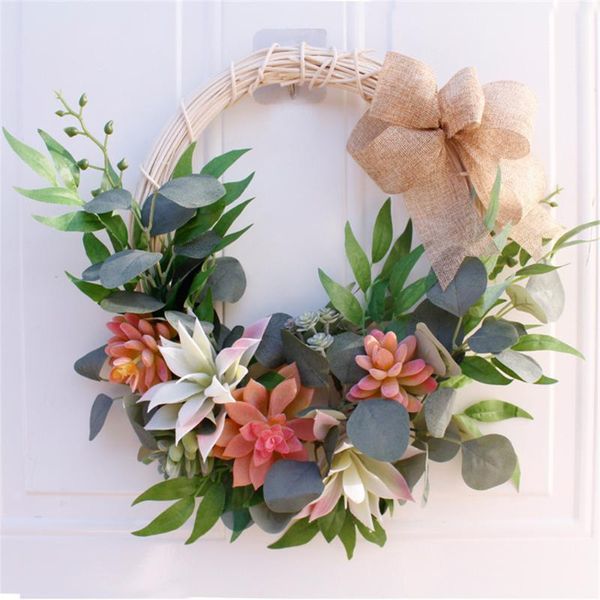 

decorative flowers & wreaths artificial rose succulent wreath home living room wall door hanging decor easter spring wedding decoration