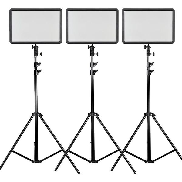 

godox 3pcs ledp260c ultra-thin 30w 3300-5600k led video light panel lamp with 2pcs 2m light stand for video studio lights
