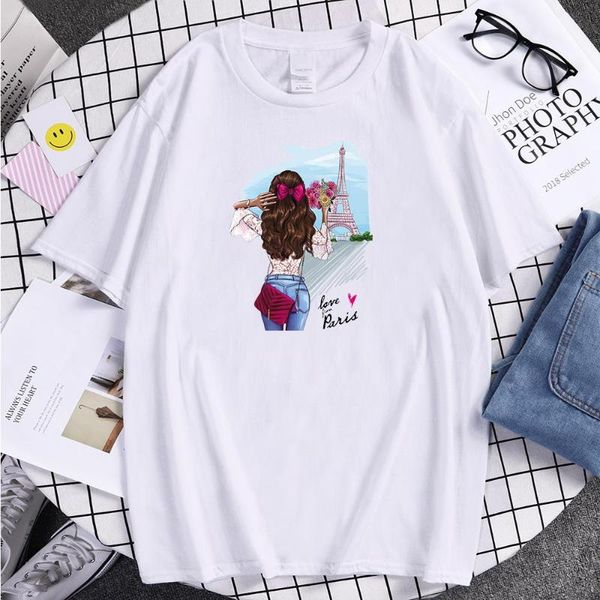 

men's t-shirts tshirts love paris beauty girl prints male oversized man harajuku t shirts summer breathable clothes short sleeve tee, White;black