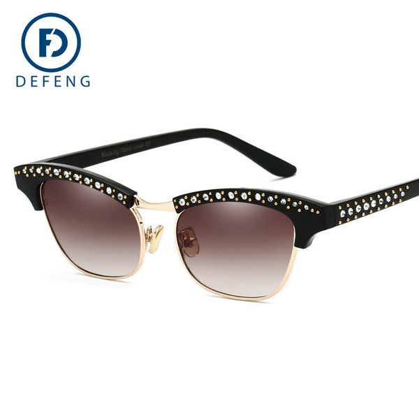 

designer 18089 cat's eye diamond studded rivet women's sunglasses, White;black