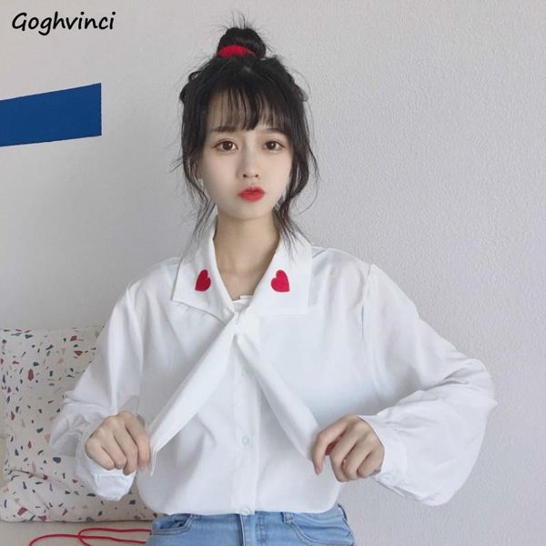 

shirts women printed long sleeve korean style new harajuku kawaii lovely students casual blouses leisure streetwear womens daily, White