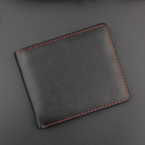 

men bifold business leather wallet id holder purse pockets men's classic business leather red wallet quality, Red;black