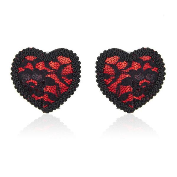 

lace red heart nipple pasties for women flirting fetish restraints nipple cover ladies stickers bra accessories, Black;white