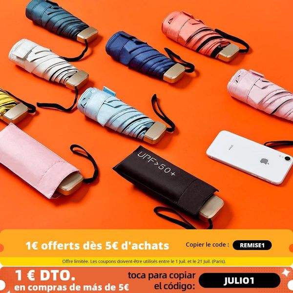 

umbrellas phone size mini pocket women's umbrella male man ultralight rain sun girls anti uv portable folding parasol