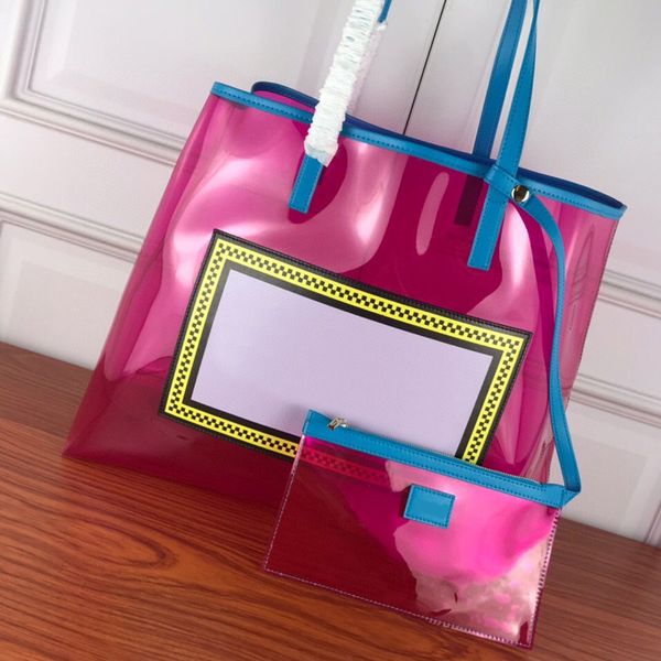 

transparent large tote bag pvc hangbags purses shoulder bag high-capacity color matching big logo letter pattern high quality