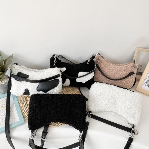 

evening bags women fleece shoulder messenger winter fashion handbags female chain crossbody satchel pouch