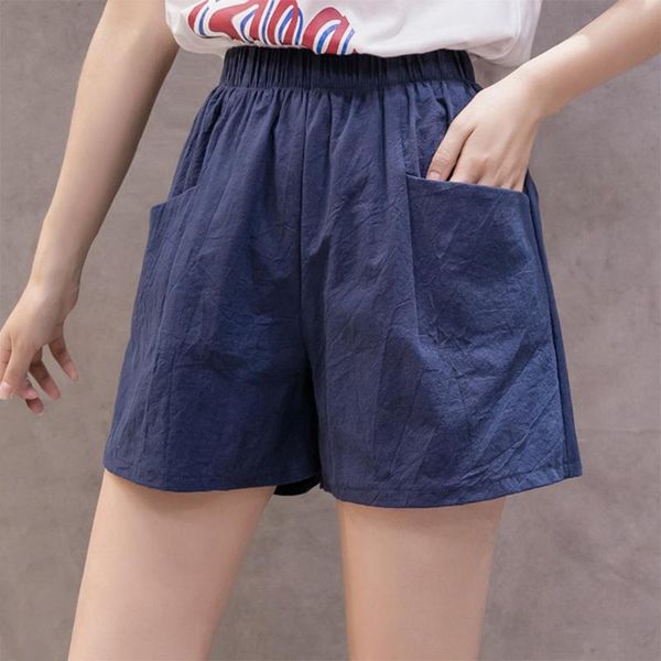 

high waist linen shorts women summer loose thin wide leg shorts female fashion casual beach wear jy6, White;black