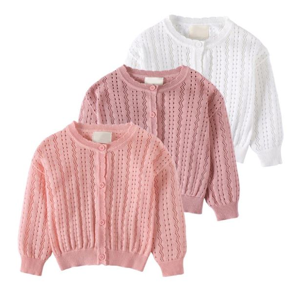 

pullover autumn hollow children's knitted cardigan girl's long sleeve coat sweater sunscreen air conditioning shirt thin kids clot, Blue