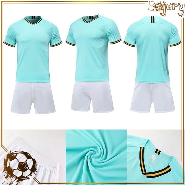 

blank team set 2021 kids soccer jersey green white football kit men children futbol training uniforms with socks customized, Black;yellow